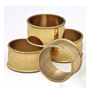 High Quality Brass Napkin Ring <b>Eid</b> Wedding Ramadan Event Supplies Leaf Design Brass Napkin Holder - Product Image 2