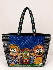 Embroidered Characters <b>Canvas</b> Casual Tote <b>Bag</b> <b>Large</b> Capacity Zipper Shoulder Handbag Satin Lining Portable Shopping Travel <b>Bag</b> - Product Image 1