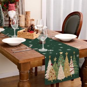 Runner da Tavola Natalizio 13x72 Pollici Stile Rustico con Alberi di Natale e Fiocchi di Neve, Decorazione Festiva per Cucina e Sala da Pranzo - Product Image 4