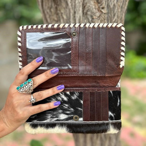 Cartera larga de cuero con herramientas a mano a la moda para mujer, cartera multifunción de cuero genuino para tarjetas de crédito, embrague de piel de vaca - Product Image 6