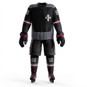 Nouvelle conception d'uniforme complet de hockey sur glace avec impression par transfert thermique, avec gants et chaussures, 100% polyester de qualité supérieure pour hommes - Product Image 2