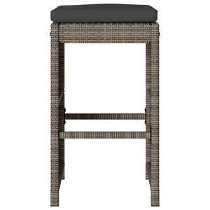 Ensemble de 6 tabourets de bar de jardin en rotin PE gris avec structure en acier thermolaqué, élégant mobilier de salle à manger d'extérieur - Product Image 4