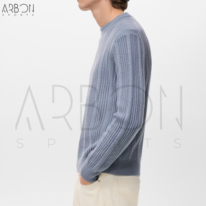 Pulls côtelés bleu clair faits main, de qualité supérieure, personnalisés avec votre propre logo, style classique et doux, pour l'hiver. - Product Image 5
