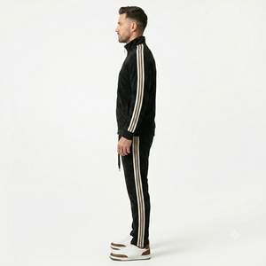 Autumn Winter Men's Two-Piece Set New Fashion Casual Sports Jacket Straight-Leg <b>Pants</b> Stand Collar Cardigan Solid Lightweight - Product Image 3