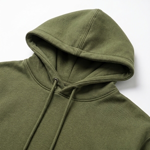 Sweat à capuche homme personnalisé, coupe oversize, vert olive, épaules tombantes, pull uni en molleton de coton épais, style streetwear - Product Image 4