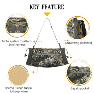 Manchette thermique de chasse en polaire Sherpa et toile avec fermeture éclair, pochette chauffe-mains pour harnais de jumelles, vert, fabriqué par Imra Impex 2026 - Product Image 4