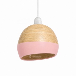 Spun <b>Bamboo</b> Pendant <b>Light</b> Lampshade, Two-Tone Color Dip <b>Bamboo</b> Hanging <b>Light</b> <b>Shade</b>, Eco-Friendly Modern Nordic Lighting Decor - Product Image 2