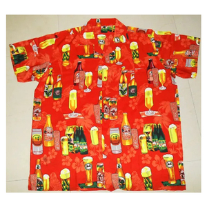 Chemise hawaïenne ample à manches courtes pour hommes, bouteille de bière imprimée, articles d'été de plage, à bas prix - Product Image 1