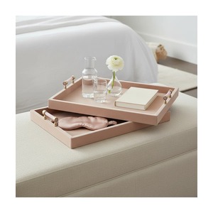 Plateau décoratif rectangulaire avec poignées dorées, design contemporain pour la décoration intérieure - Product Image 4