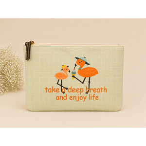 Bolsa de Cosméticos de Algodón Estampado con Diseño de Flamenco y Frase Inspiradora |   Bolsa Organizadora de Maquillaje y Viaje con Cierre - Product Image 1