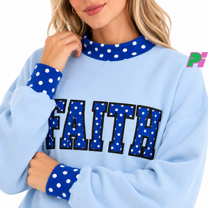 Sudadera de cuello alto con lunares Faith para mujer, azul claro, de algodón, tejida, manga larga, corte regular, para otoño/invierno - Product Image 6
