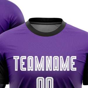 Camiseta de Fútbol Personalizada para Hombre, Manga Corta, Degradado Morado y Negro, Nombre y Número del Equipo Sublimados, Ajuste Atlético que Absorbe la Humedad - Product Image 3