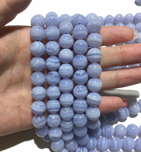 Perles de cristal bleu naturel |   Azurite, Malachite, Agate bleue dentelle, Larimar |   Perles de pierres précieuses de guérison de 6 mm et 8 mm pour la fabrication de bijoux - Product Image 2