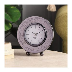 Horloge de bureau en métal, design circulaire traditionnel, mouvement à quartz, sonnerie horaire, cadran blanc avec motif de carte du monde, Noël - Product Image 3