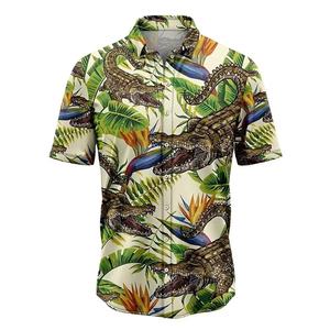 เสื้อเชิ้ตฮาวายพิมพ์ลายดิจิทัลสำหรับผู้ชาย กำลังเป็นที่นิยม ผลิตจากผ้าฝ้ายผสมโพลีเอสเตอร์ เสื้อเชิ้ตฤดูร้อนลำลองติดกระดุม ผู้ผลิตขายส่ง - Product Image 4