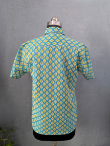 Chemise décontractée à manches courtes pour homme, imprimé géométrique, col rabattu, tissu en coton respirant, vêtements d'été - Product Image 5