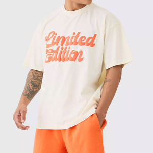 T-shirts imprimés en relief, coupe ample, haute qualité, t-shirt imprimé en relief lourd pour hommes - Product Image 1
