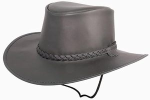 Unisex Leather Cowboy <b>Hat</b> With Braided <b>Band</b> Gray Casual Outdoor Adjustable Adult Four Seasons - Product Image 6