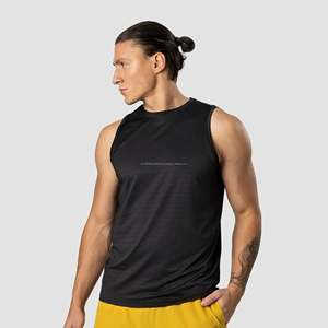 Débardeurs pour hommes en gros personnalisés, coupe carrée, muscle, côtelé, lavage à l'eau de Javel, col rond, débardeur pour hommes - Product Image 1