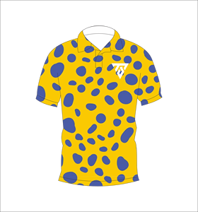 เสื้อโปโลผู้ชายลายจุดสีเหลืองน้ำเงินแบบกำหนดเอง – เสื้อยืดกอล์ฟแขนสั้นพิมพ์ลายจุดแบบนามธรรมระบายอากาศได้ดีสวมใส่สบายในฤดูร้อน - Product Image 1