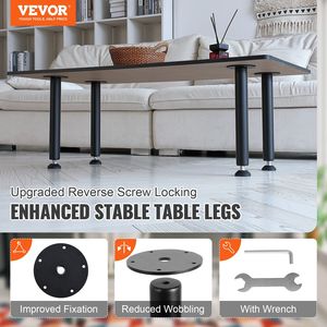 16 Inch <b>Adjustable</b> Steel Furniture <b>Legs</b> Heavy Duty DIY Office <b>Table</b> <b>Legs</b> Set Reinforced 1200 Lbs Load Capacity - Product Image 2