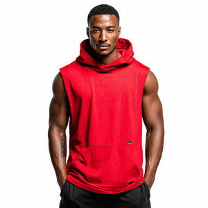 Haut de sport sans manches à capuche de haute qualité pour homme, idéal pour le jogging et le fitness, en polaire respirante, coupe classique, collection automne - Product Image 4
