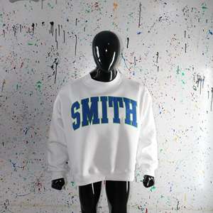 Sudadera SMITH ASH GREY con cuello alto, 100% azul, con apliques bordados, cuello ancho, CLUSH SPORTS - Product Image 1
