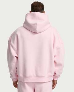 Sudadera con capucha rosa extragrande para hombre, con cremallera, de algodón grueso, de alta calidad, estilo casual y urbano. - Product Image 2