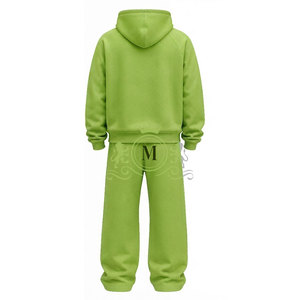 Conjunto Deportivo con Capucha Verde para Hombre, Color Sólido, 100% Algodón, Sudadera Casual de Corte Regular con 320 Gsm - Product Image 6