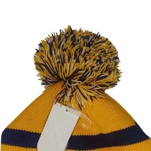 Gorro de Punto a Rayas con Pompón, Amarillo, Azul Marino y Blanco, Unisex, para Adultos, Gorro de Invierno de 56-58 cm, Diseño con Puño, para Uso Casual - Product Image 5