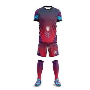 Ensemble de maillot de football Ekin Impex pour homme, manches courtes, dégradé violet-rouge, sublimé, séchage rapide, uniforme sportif adulte toutes saisons - Product Image 3