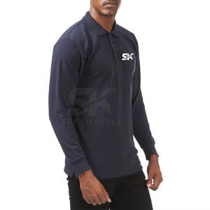 Polo à manches longues pour homme de qualité supérieure, style tendance, 100% coton, prix abordable, polo à manches longues uni pour homme - Product Image 4