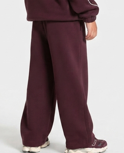 Pantalon de jogging décontracté surdimensionné pour garçon, en molleton premium respirant, avec détails contrastants marron, coupe large - Product Image 6