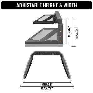 Barra Antirollio Regolabile per Camion con 6 Luci Laterali Ausiliarie Ambra, Portapacchi Universale per Pickup - Product Image 4