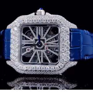 Reloj de Diamantes Incoloros Cultivados en Laboratorio de Alta Calidad para Hombre, Estilo Ejecutivo, Cristal de 20 mm, Acero Inoxidable, la Mejor Calidad, Venta al Por Mayor - Product Image 1