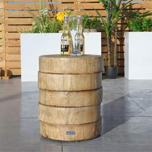 Natural Wood Finish Faux Wood Grain <b>Side</b> Table Indoor and Outdoor Indoor and Outdoor Tables - Product Image 1