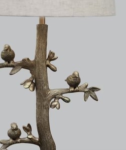 Lámpara de Mesa Estilo Rústico con Diseño de Rama de Árbol y Pájaro, Pantalla de Tela |   Lámpara Decorativa Simple para Uso en Hoteles |   Bombilla E26/E27/B22 para Iluminación del Hogar - Product Image 3