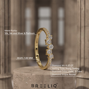 14K Solid Gold Lab Grown Diamond Five Stone Ring Minimalist Curved Half Eternity Band Elegant <b>Wedding</b> Ring for Women - Product Image 6