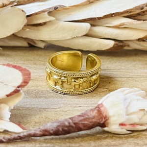 Anillos Ajustables de Latón con Diseño de Elefante Bohemio, Chapados en Oro de 18k, Estilo Tribal, Venta al Por Mayor/OEM/ODM - Product Image 2