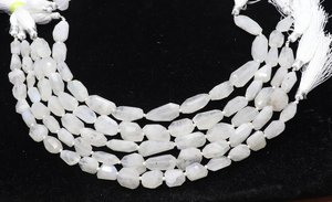 AAA White Rainbow Moonstone Faceted Nugget <b>Beads</b> 7-8 MM Rainbow Moonstone Nugget <b>Beads</b> 10 Inch White Moonstone Tumble Gemstone - Product Image 5