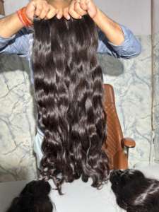 Venta caliente 2025 onda Natural Super doble dibujado barato cabello Remy donante único indio humano virgen crudo extensión de cabello sin procesar - Product Image 3