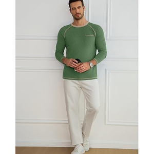 เสื้อยืดแขนยาวผู้ชาย |   เสื้อยืดคอกลมลำลองน้ำหนักเบาสไตล์วินเทจพร้อมกระเป๋าสำหรับใส่ในชีวิตประจำวัน - Product Image 6