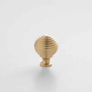 Antique <b>Gold</b> Brass <b>Disc</b> Durable Modern Cabinet Knob Layered Edge Short Pedestal Base Custom Height Kitchen Cabinets Wardrobes - Product Image 2