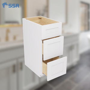 Modern Eco-Friendly Water Resistant Solid Wood <b>Vanity</b> Cabinet RTA Triple Drawer Soft Closing <b>Light</b> Finish Bathroom Storage - Product Image 1