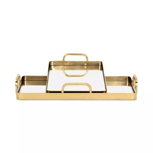 Plateau de service en aluminium poli Jaffs Exports JE464, forme irrégulière, motif feuille gravé, pour fruits, compatible micro-ondes, décoration - Product Image 2