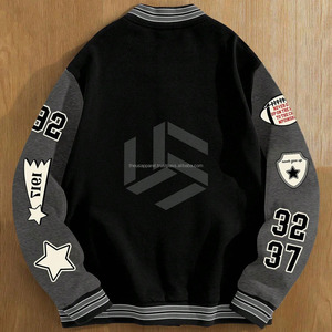 Custom Embroidered Baseball Bomber <b>Jacket</b> With Monochrome Letterman Varsity Design <b>Winter</b> Season <b>Leather</b> Sleeve Letterman Logo - Product Image 2