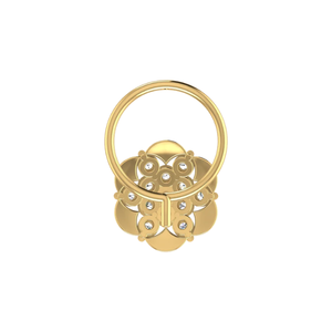 0.11 Carat Natural <b>Diamond</b> <b>Nose</b> Pin-14K Gold Round Brilliant Cut Ethnic Flower Design-HI Color VS-SI Clarity - Product Image 5