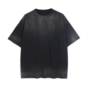 เสื้อยืดลำลองแขนสั้นทรงโอเวอร์ไซส์ผ้าฝ้ายแท้ 100% หนานุ่ม ซักย้อมสีซีดแบบฟอกกรด ทรงบ็อกซี่ ผ้าทอเนื้อปกติ - Product Image 3