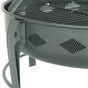 Freestanding Iron Wood Burning Fire Pit with Cooking <b>Grate</b> Powder Coated Outdoor <b>BBQ</b> Fire Bowl for Patio Garden - Product Image 5