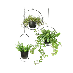 Ensemble de jardinières suspendues en métal, support à plantes moderne en fer noir, pots de fleurs d'intérieur, décoration de la maison, jardin vertical, utilisation au bureau - Product Image 5